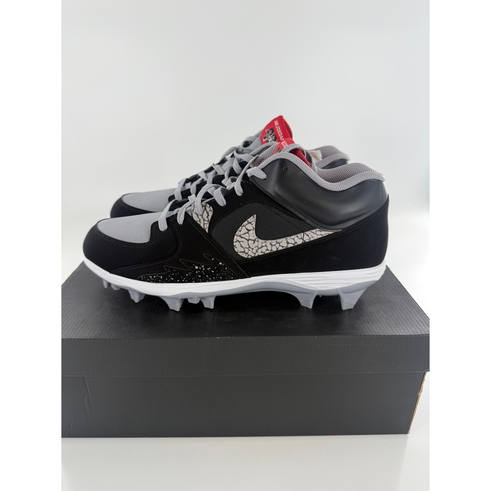 Jordan Stadium 90 Low TD Black Cement Football Cleats HQ0210-060 Mens Size 14